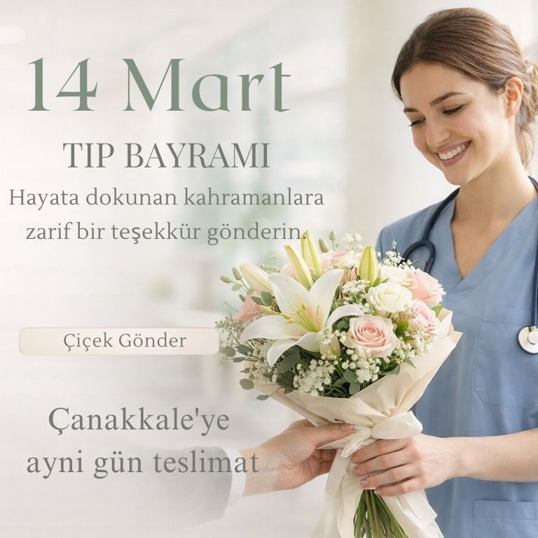 14 Mart Tıp Bayramı’nda doktorlara ve sağlık çalışanlarına zarif bir teşekkür gönderin. Çanakkale’de hastanelere ve sağlık kurumlarına aynı gün çiçek teslimatı.