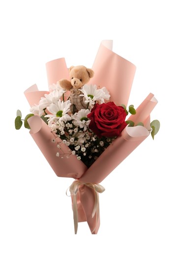 ayıcıklı gül buketi, çanakkale çiçek siparişi