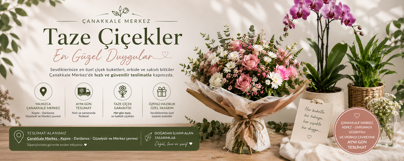 Çanakkale çiçekçi aynı gün teslimat taze çiçek buketi orkide saksılı bitki Punica Çiçek Evi
