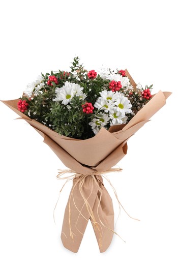 kokinalı buket yılbaşı çiçekleri beyaz papatya buketi