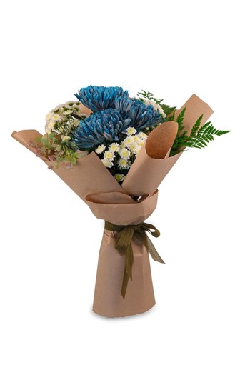 mavi krizantem buketi, krizantem papatya buket,