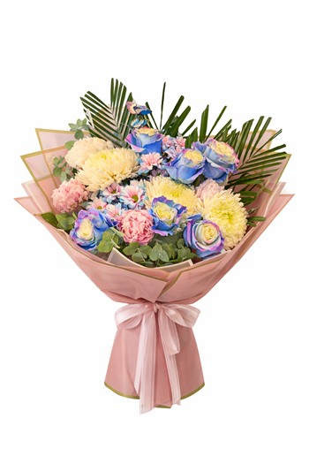 çiçek siparişi çanakkale, renkli gül buketi, pastel çiçek