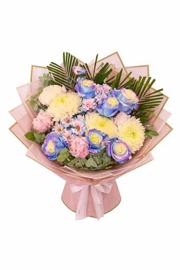 çiçek siparişi çanakkale, renkli gül buketi, pastel çiçek