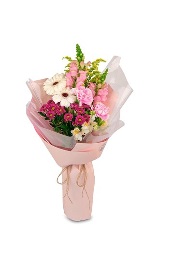 pembe çiçek buketi, zarif çiçek buketi, pembe karanfil buket