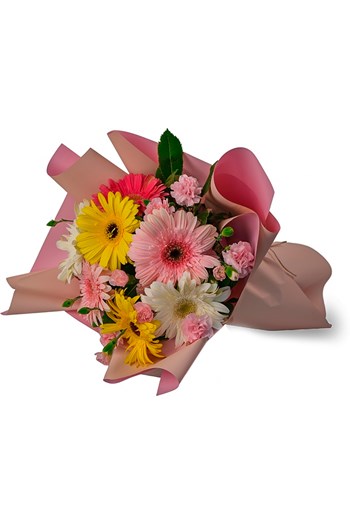 erbera buketi, renkli çiçek buketi, çanakkale çiçekçi