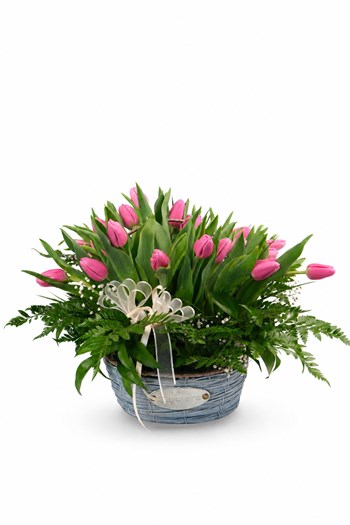 lale sepeti,pembe lale,çanakkale çiçekçi,sepet çiçek