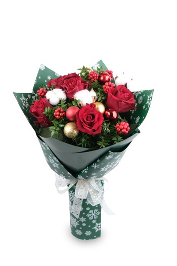 kokina buketi, yılbaşı kokinası, kırmızı gül buketi, yılbaşı