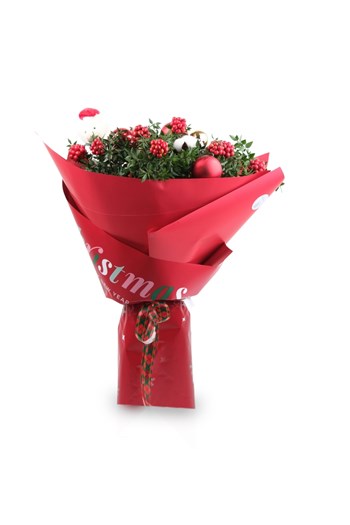 kokina buketi, yılbaşı kokinası, kırmızı kokina, noel buketi