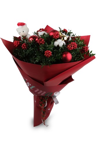 kokina buketi, yılbaşı kokinası, kırmızı kokina, noel buketi